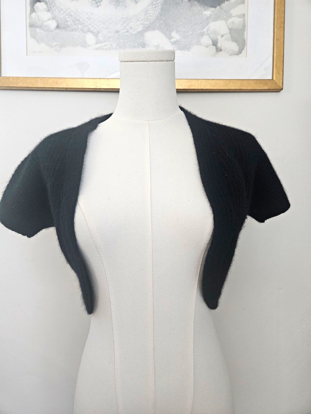 Angora Lambswool Blend Banana Republic Black Shrug Cropped Cardigan Sweater XS